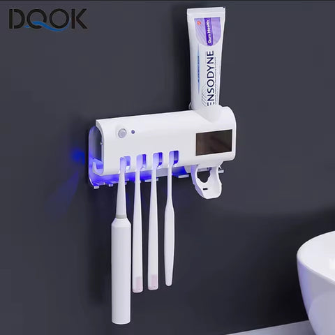 Distributeur Automatique de Dentifrice & Porte-Brosse à Dents UV – Hygiène Intelligente 2-en-1