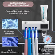 Distributeur Automatique de Dentifrice & Porte-Brosse à Dents UV – Hygiène Intelligente 2-en-1