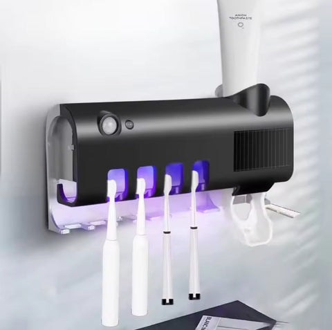 Distributeur Automatique de Dentifrice & Porte-Brosse à Dents UV – Hygiène Intelligente 2-en-1